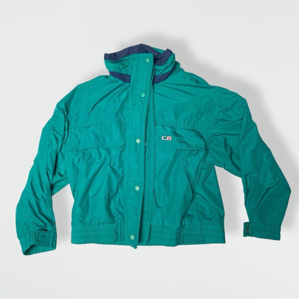 Vintage CB Sports Ladies M Jacket Teal Navy Blue Retro